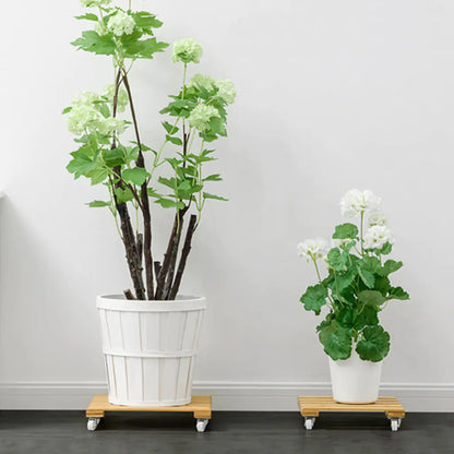 Mobile Bamboo Planter Tray with Thick Base
