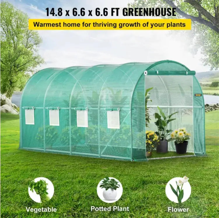 GreenGrowth Tunnel Greenhouse with Zip Door