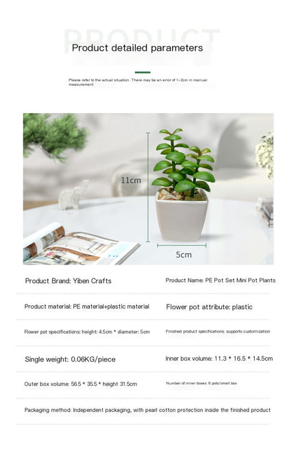 Miniature Faux Succulent Cactus Indoor Plant Pot