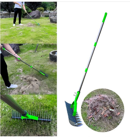 Thatch Rake - Steel Lawn Rake with Stainless Handle