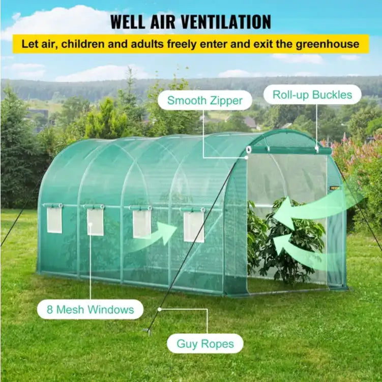 GreenGrowth Tunnel Greenhouse with Zip Door