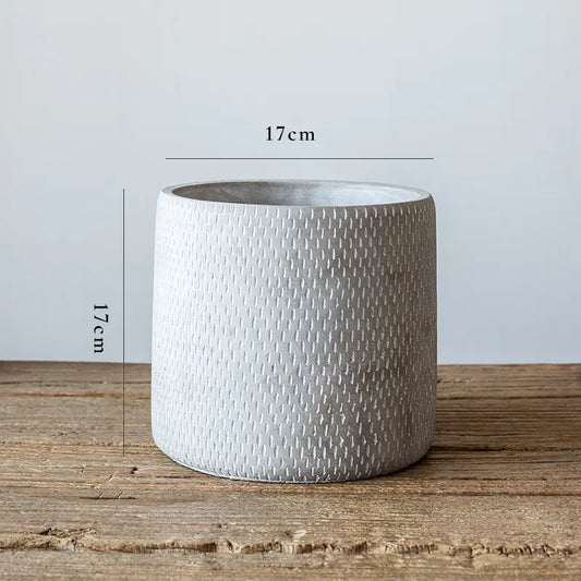 Vintage Cylindrical Cement Planter