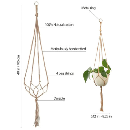 Macrame Garden Plant Holders 4-Pack