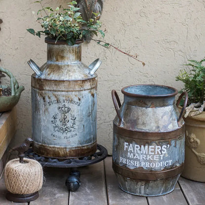 Rusty Metal Bucket Planter