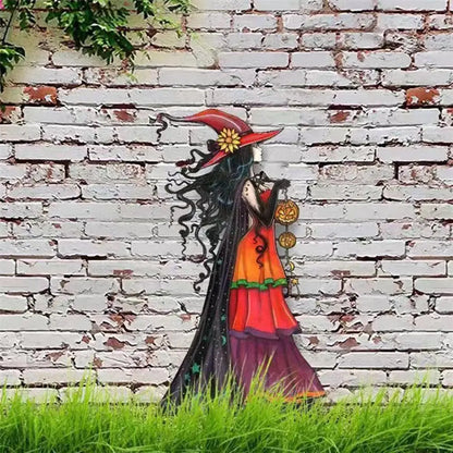 Halloween Metal Witch Sign