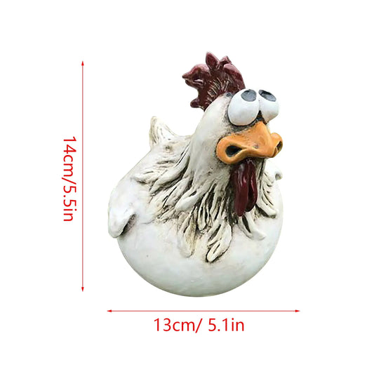 Funny Chicken Fence Resin Statue