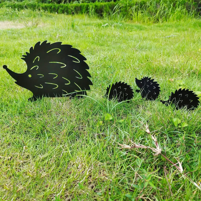 Metal Hedgehog Garden Yard Sign Stake Ornament