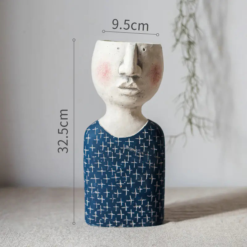 Creative Cement Flower Pot with Family Figurines
