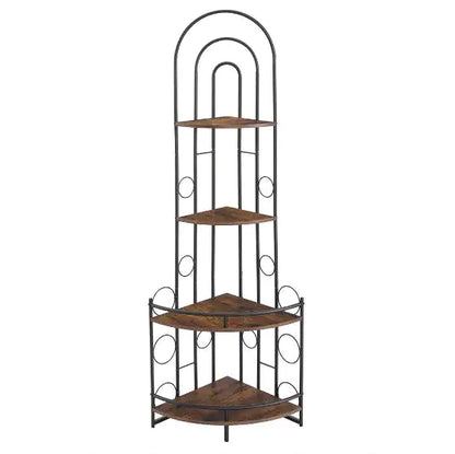 Chic Corner Bookshelf with Metal Support