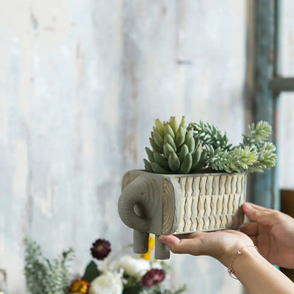 Abstract Elephant Planter in Cement