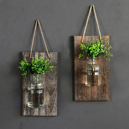 Creative Wooden Hydroponic Glass Vase Wall Decor