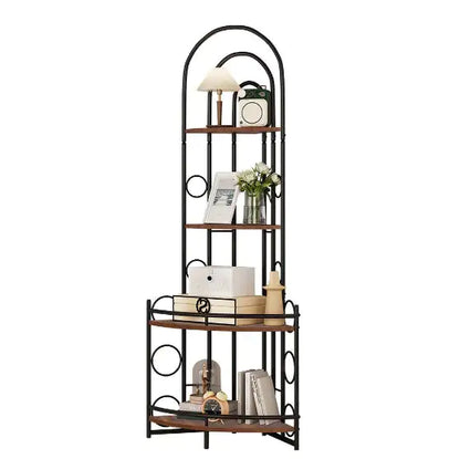 Chic Corner Bookshelf with Metal Support