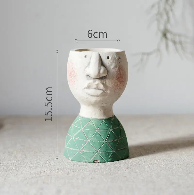 Creative Cement Flower Pot with Family Figurines